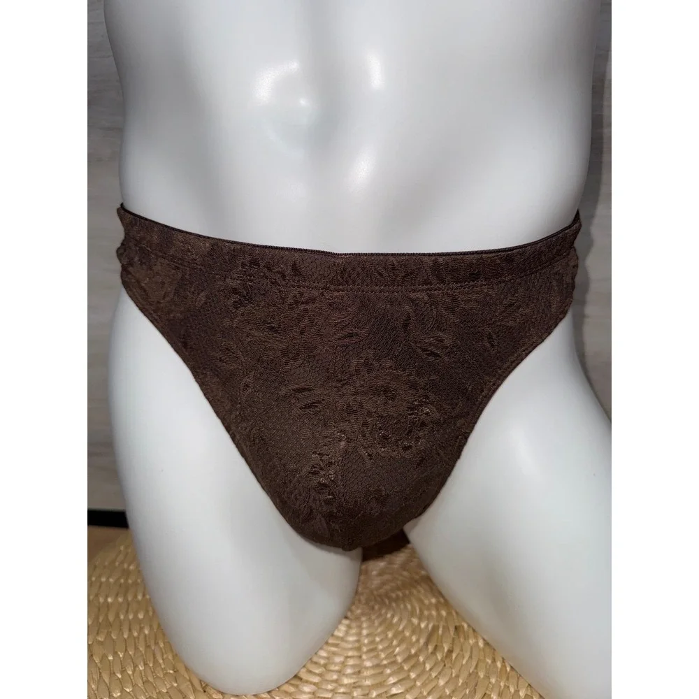 Cosabella Never Say Never Men's Classic G-String Brown Lace Thong Size M NWT